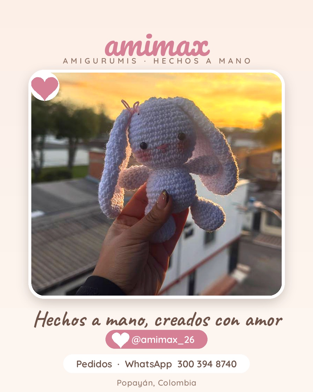 Publicación de Amimax en Instagram — conejito amigurumi
